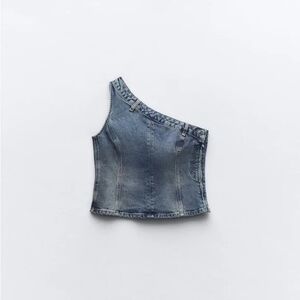 NWT Zara Blue Denim Top
